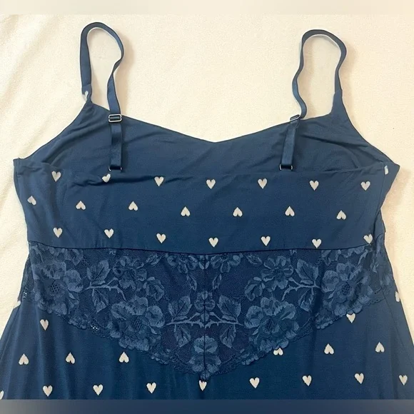 Victoria’s Secret Modal Lace Trim Sweetheart Blue Shibori Heart Slip Dress XXL - Picture 15 of 16
